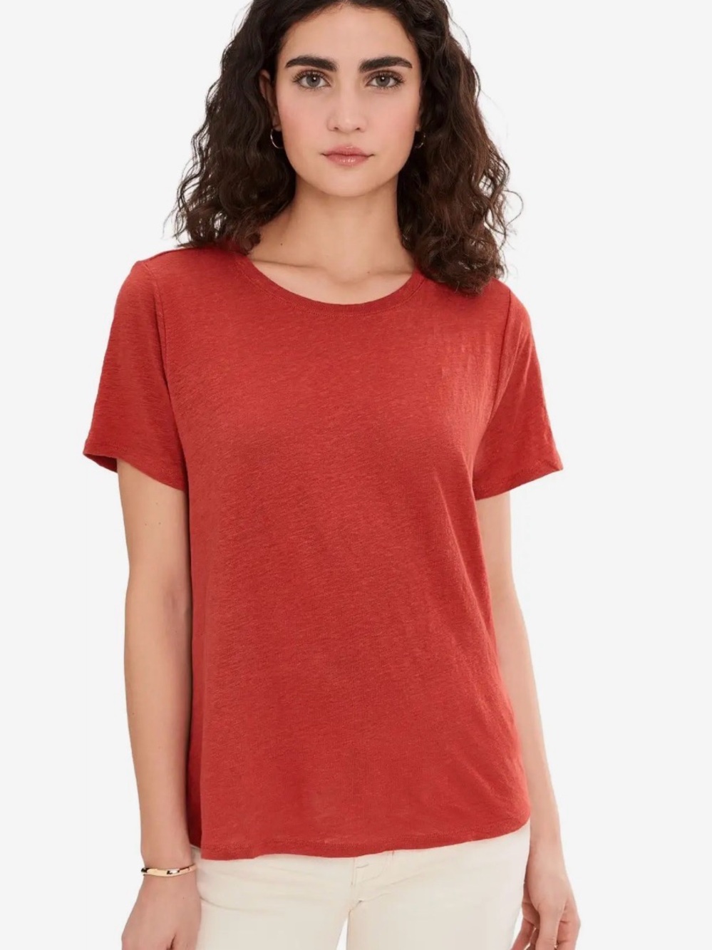 Eileen Fisher Organic Linen Jersey Crew Neck Short Sleeve Tee